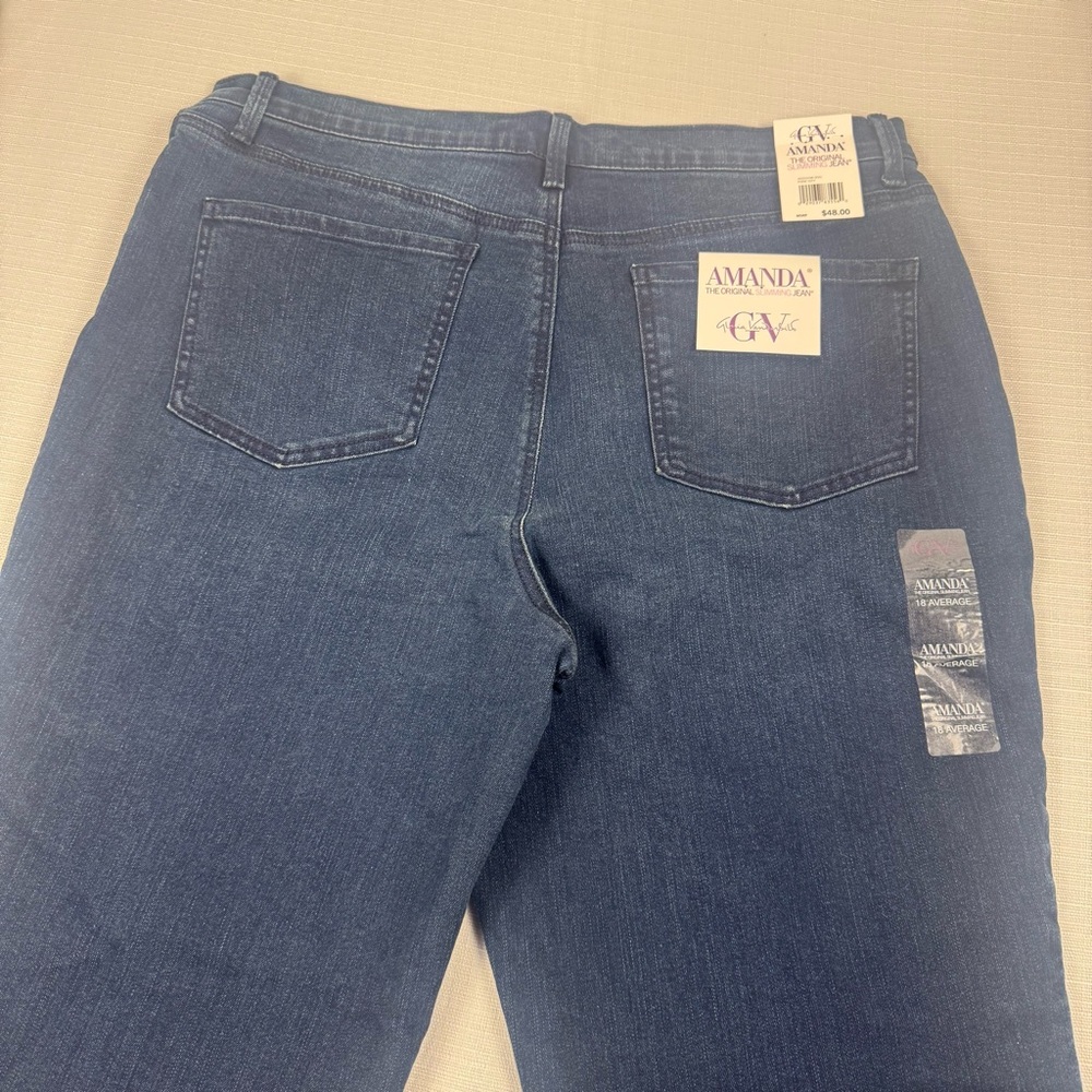 Gloria Vanderbilt Womens Amanda Slimming Jeans Blue Stretch Denim 18 Average New - Picture 2 of 7